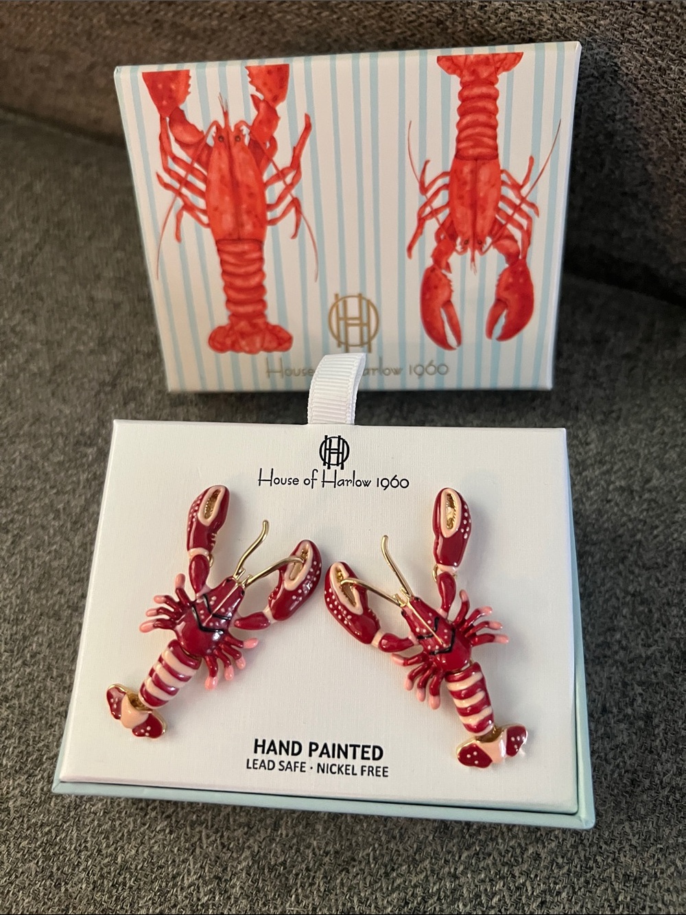 House of Harlow 1960 Red and Gold Lobster Dangle Earrings